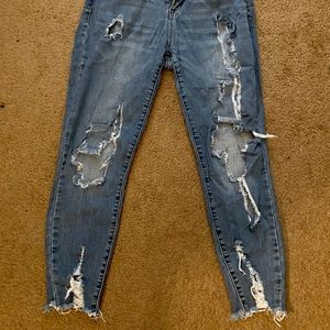 Very Distressed Blue Jeans